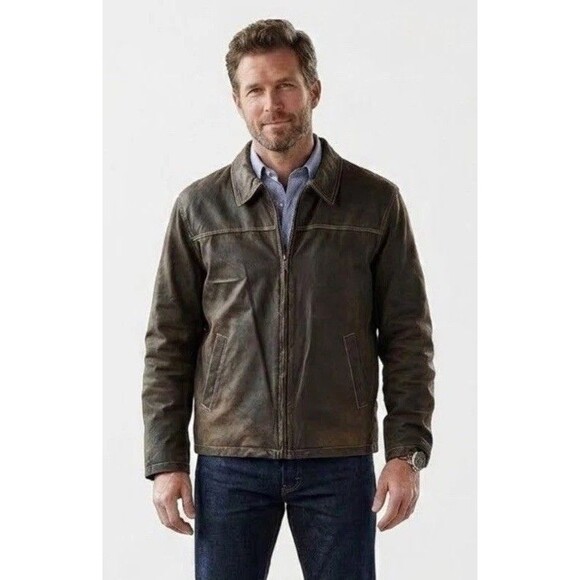 Columbia Other - Mens Columbia Bomber Biker Jacket Size Large Distressed Oil Cloth Cotton Y2K VTG